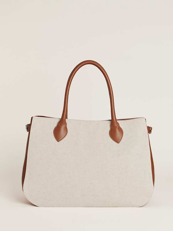 Oversized Patrizia Bag - Canvas Tan Leather