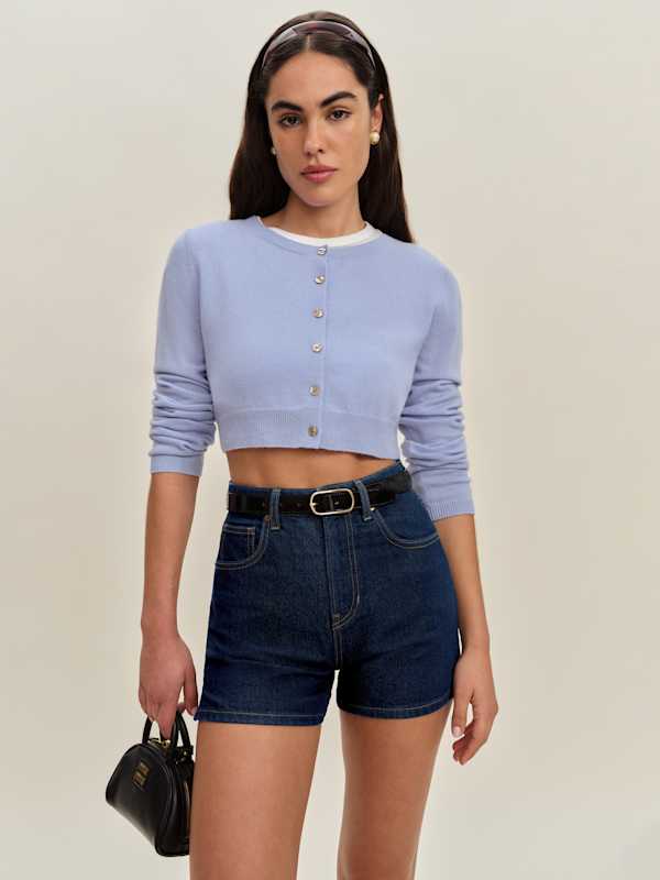 Short à taille haute en denim stretch Norah, 9 cm - Seneca