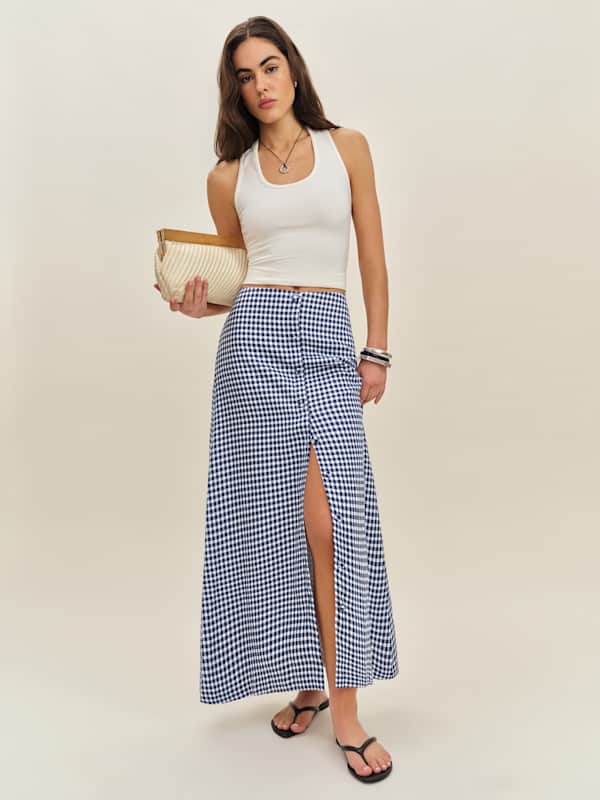 Andi Linen Maxi Skirt - Madison Check