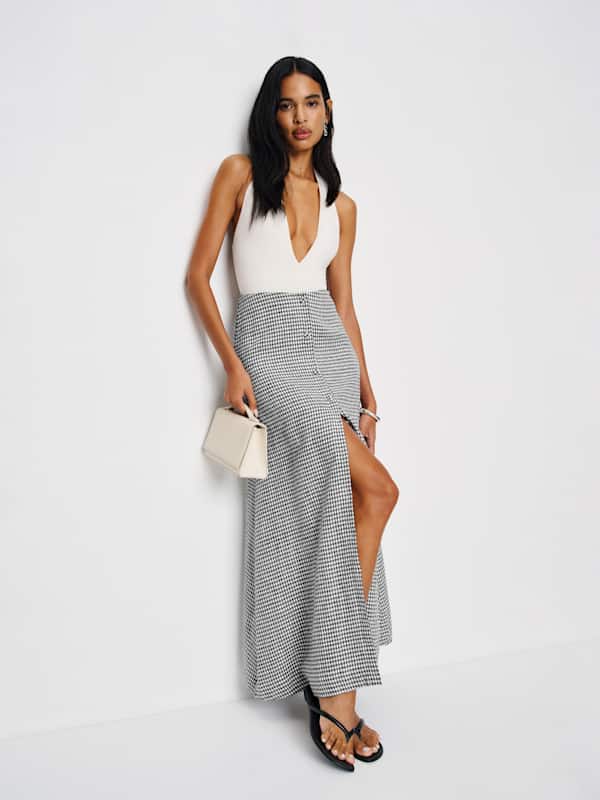 Andi Linen Maxi Skirt - Remy Check