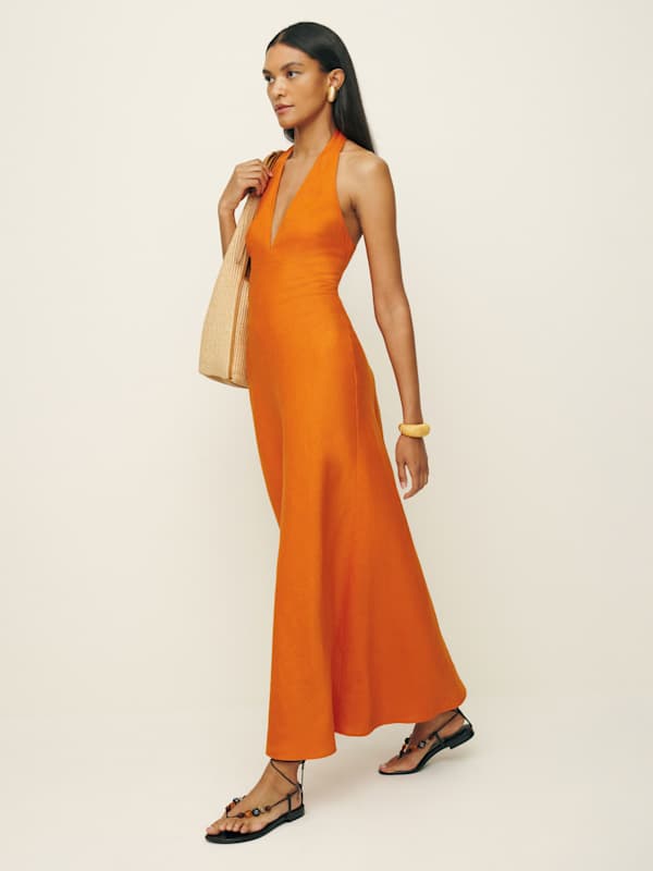 Delilah Linen Dress - Nectarine