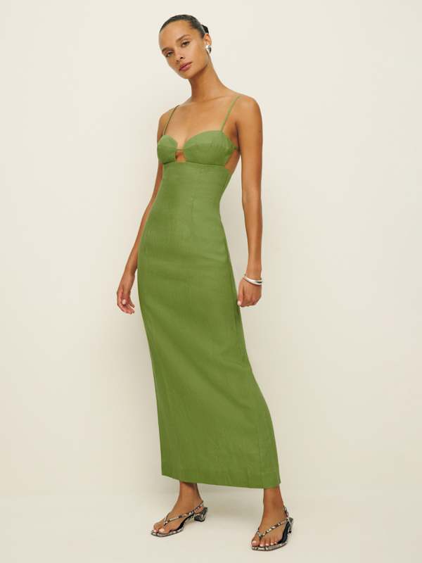 Malibu Linen Dress - Avocado