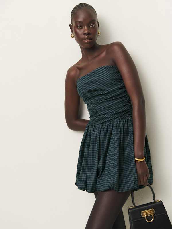 Clea Dress - Dark Slate Check