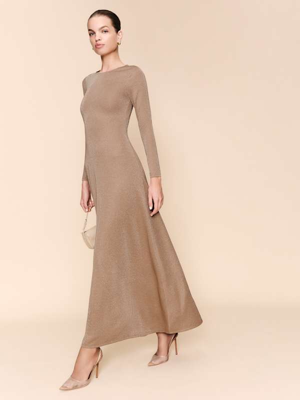 Robe en maille Kori - Beige scintillant