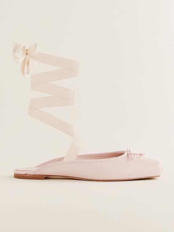 Ballerines &agrave; lacets Megan - Rose poudr&eacute;