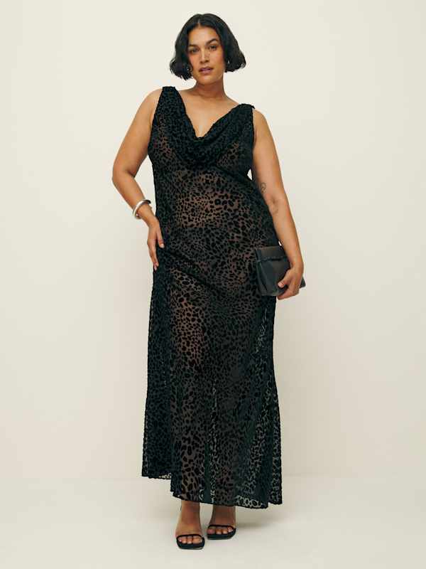 Robe Cavallo grandes tailles - Velours d&eacute;vor&eacute; noir