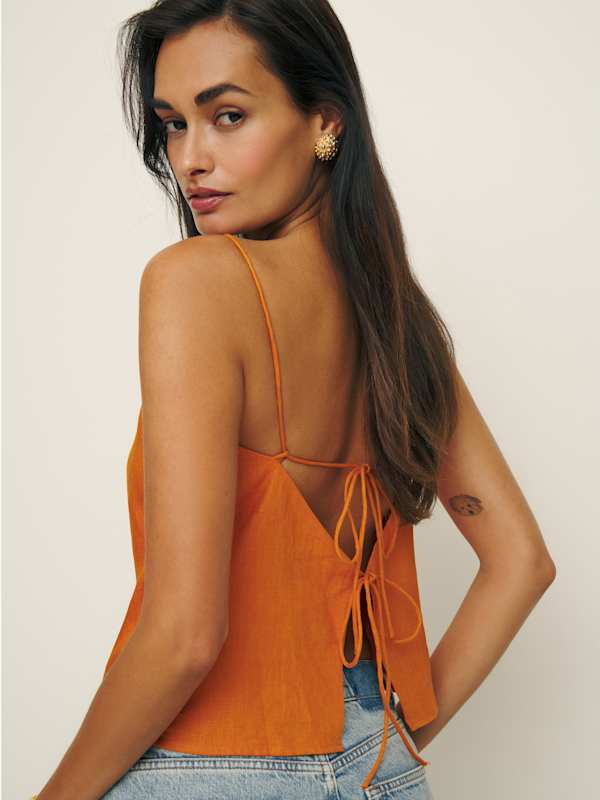 Fable Linen Top - Nectarine