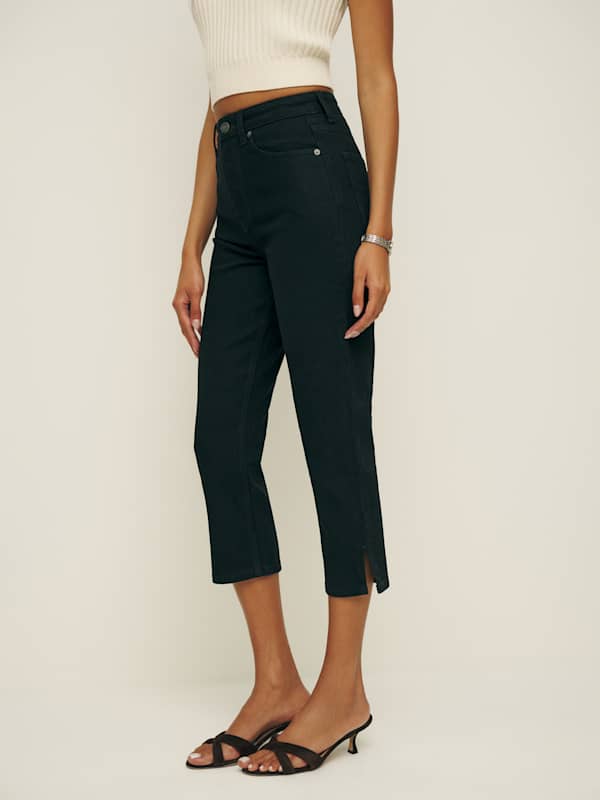 Jean capri à taille haute Lucy - Noir