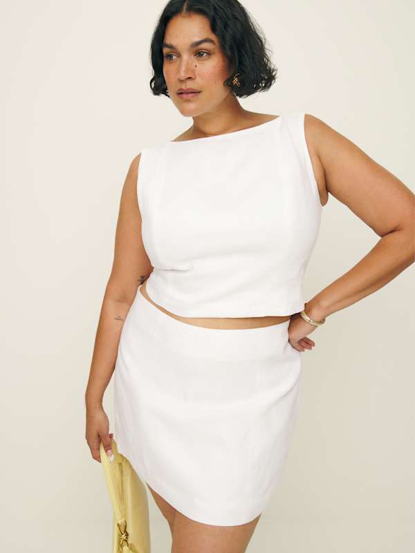 Ensemble en lin Grace grandes tailles - Blanc