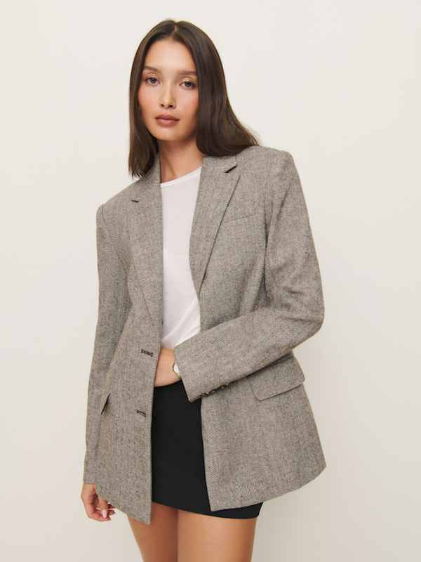 James Relaxed Blazer - Brown Herringbone