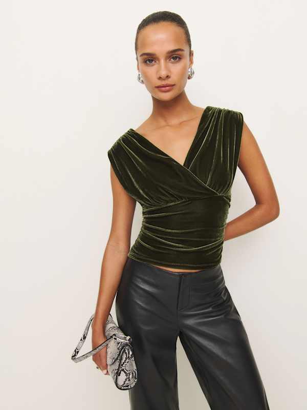 Amelia Knit Top - Moss Green Velvet