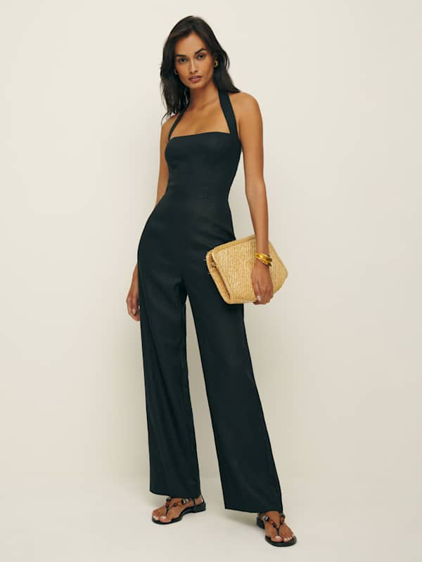 Malika Linen Jumpsuit - Black