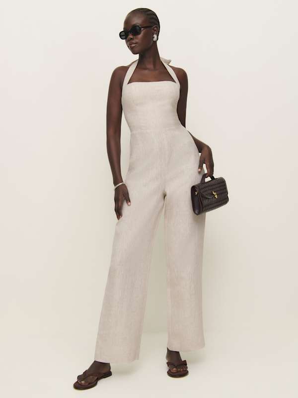 Malika Linen Jumpsuit - Oatmeal