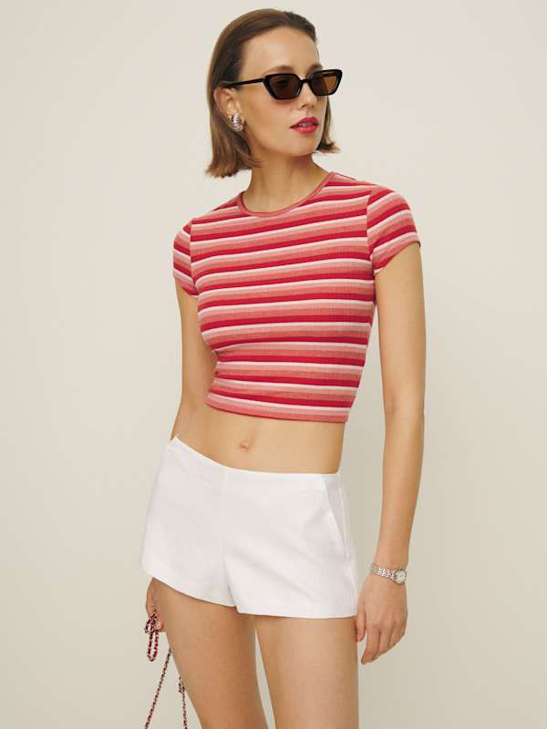 Short taille basse en lin June - Blanc