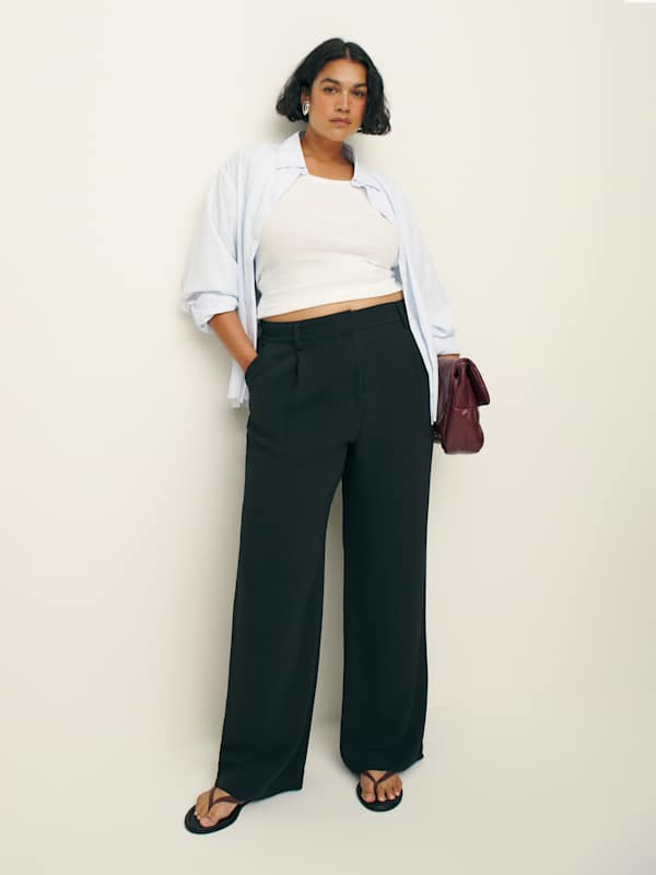 Pantalon taille mi-haute Alex grandes tailles - Noir