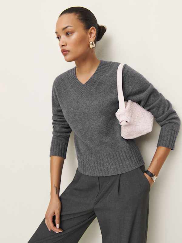 Pull col V en cachemire Dulce - Tonnerre