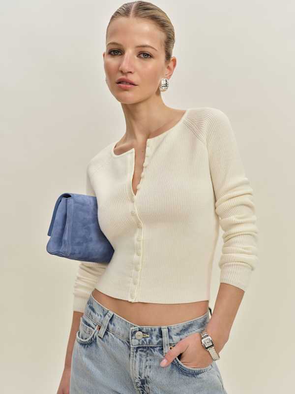 Cardigan en mérinos régénératif Meadow - Crème