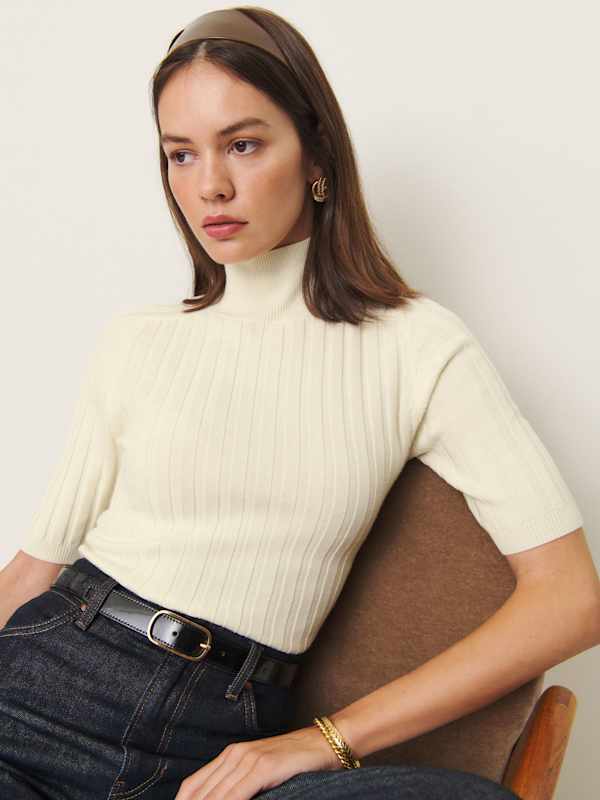 Pull à col montant en mérinos régénératif Margoax - Crème