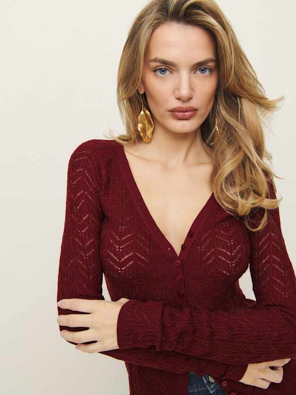 Sutton Regenerative Merino Open Knit Sweater - Chianti