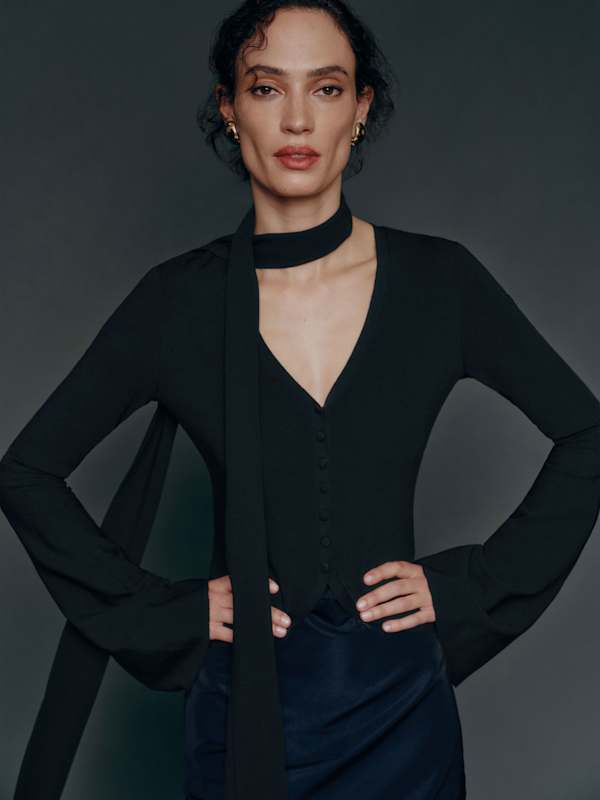 Cardigan à manches cloche Sage - Noir