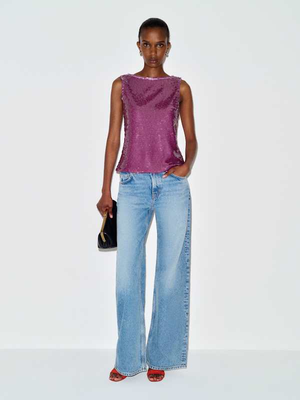 Lisa Knit Top - Purple Sequin