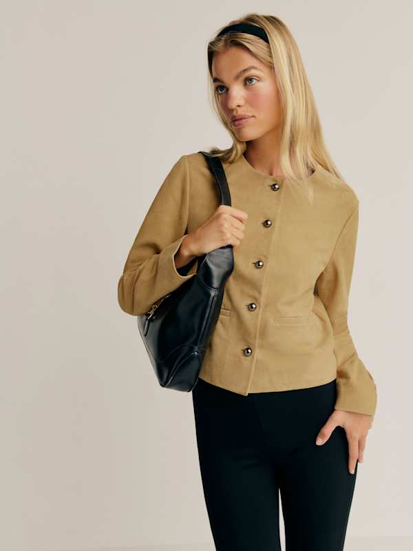 Veda Reed Leather Jacket - Parmesan Suede