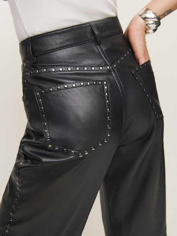 Veda Kennedy Studded Leather Pant - Black