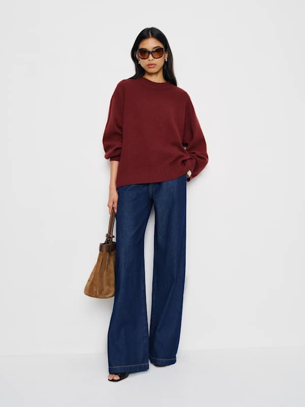 Cove Cashmere Oversized Crew - Chianti