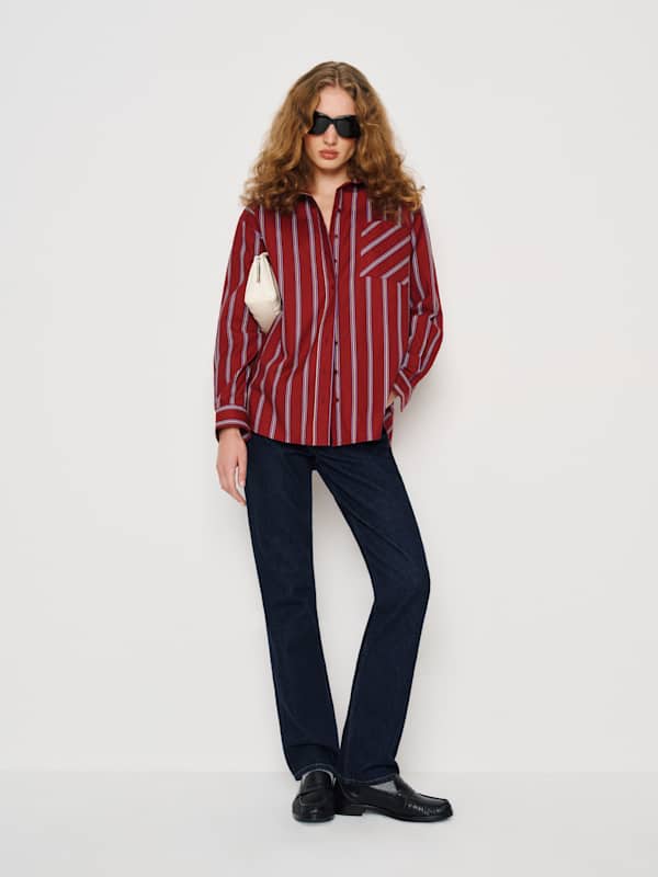 Chemise oversize Eli - Rayures Merlot