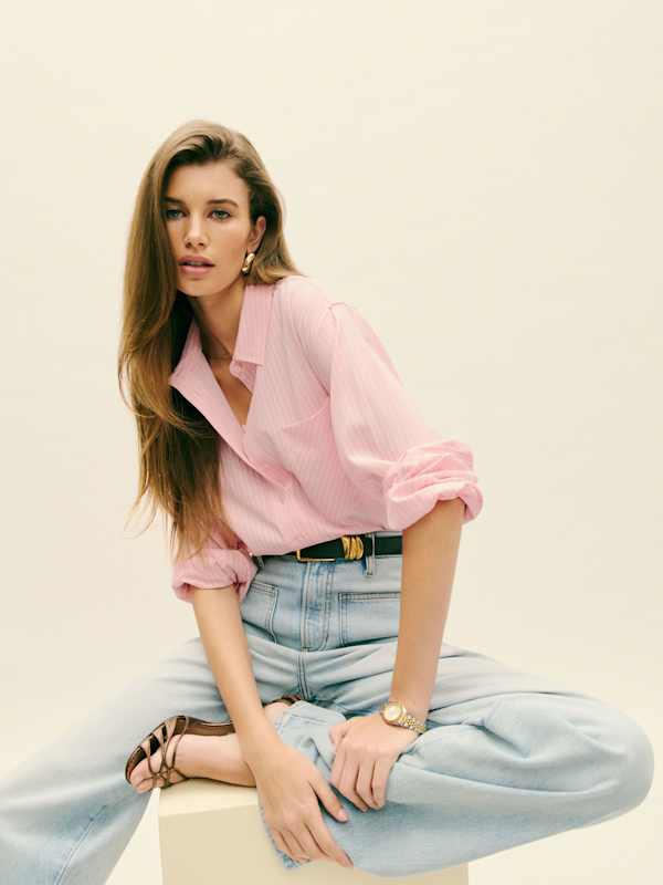Eli Oversized Shirt - Pink Stripe