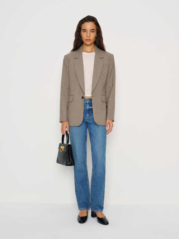 Parker Oversized Blazer - Toffee And Black Check