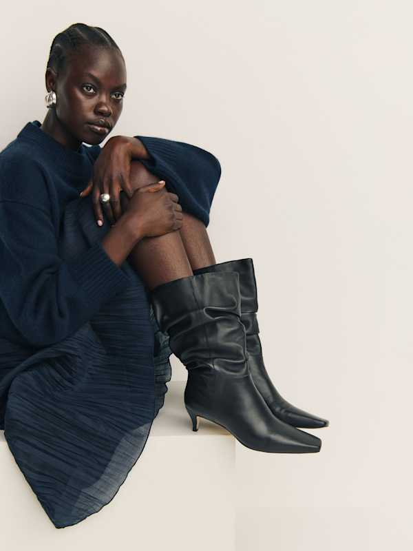 Bottes à hauteur mi-mollet Rosie - Cuir noir