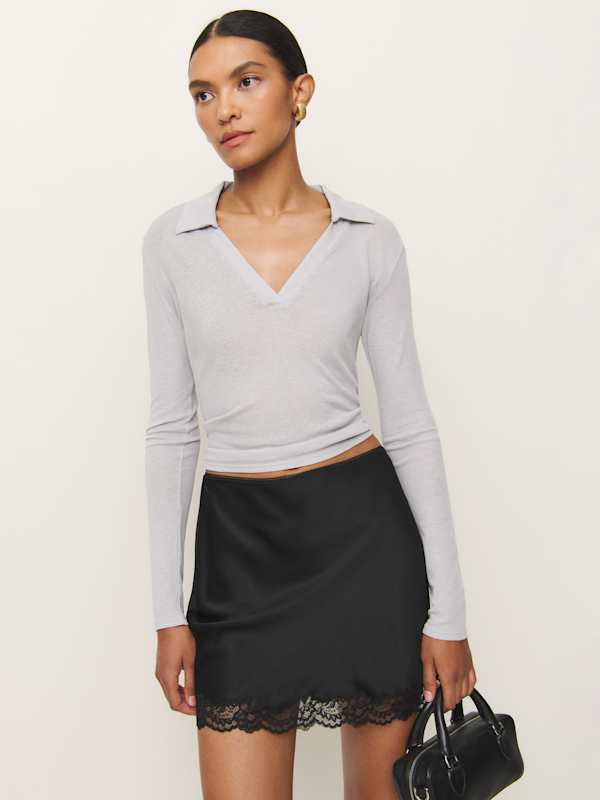 Neera Satin Skirt - Black
