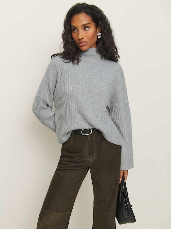 Pull à col roulé oversize en cachemire Lawson - Brumeux