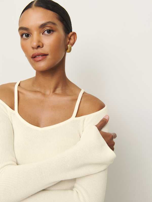 Romey Regenerative Merino Ribbed Sweater - Cream