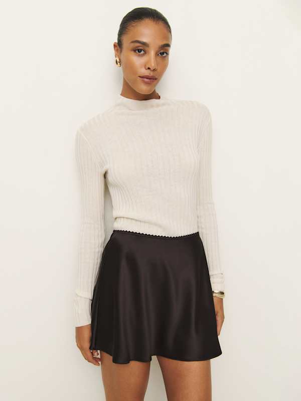 Jupe en satin Brandy - Brun