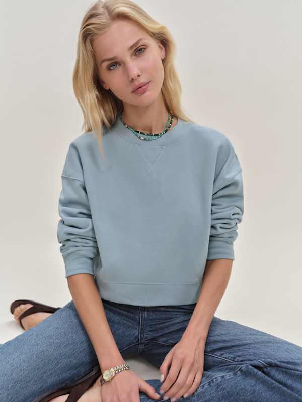 Sweat-shirt oversize court vintage à col rond Grace - Larme