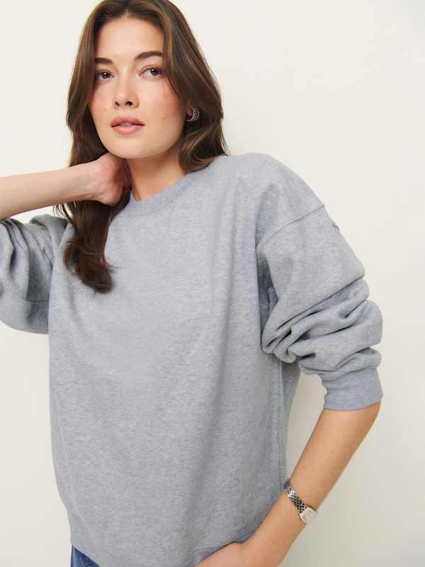 Sweat-shirt ras-du-cou classique Emma - Gris chiné