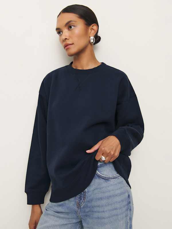 Sweat-shirt ras-du-cou oversize vintage Drew - Bleu nuit