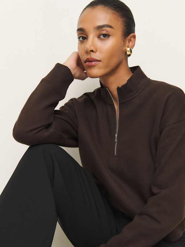 Sweat-shirt zippé Maddie - Brun