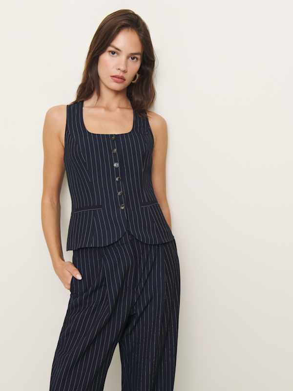 Top Delanie - Rayures bleu nuit