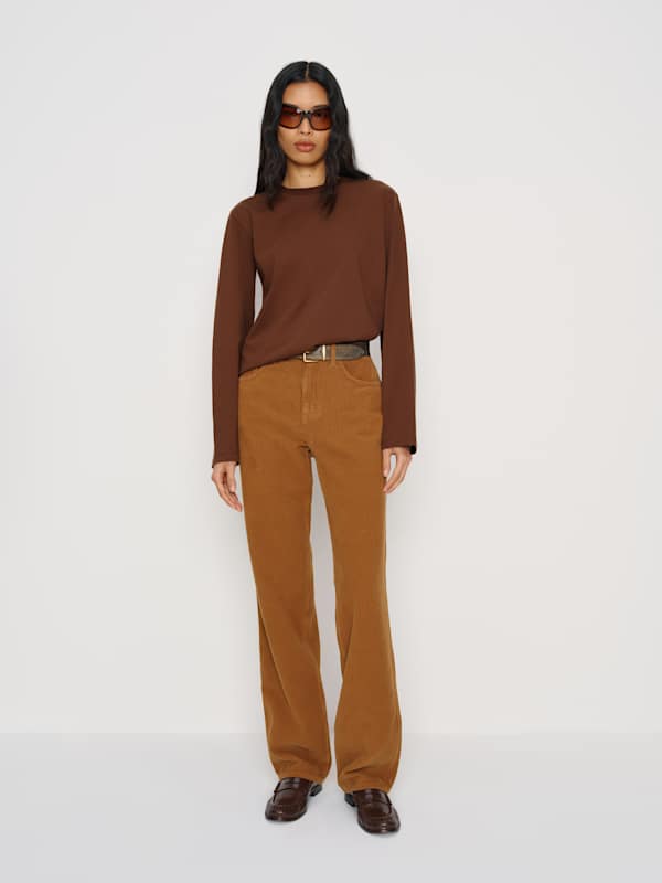 Asher Oversized Long Sleeve Tee - Chocolate Cake