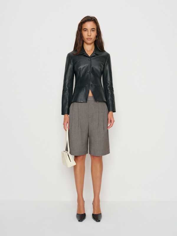 Drew Low Rise Short - Black Herringbone