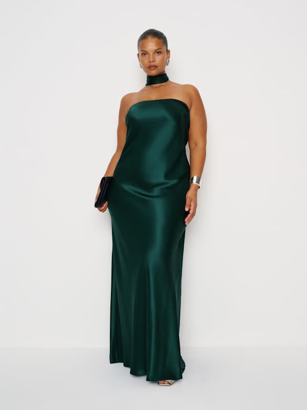 Robe en soie Oren grandes tailles - Vert forêt