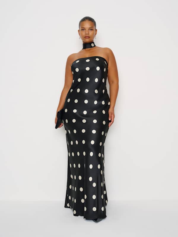 Robe en soie Oren grandes tailles - Lune à pois