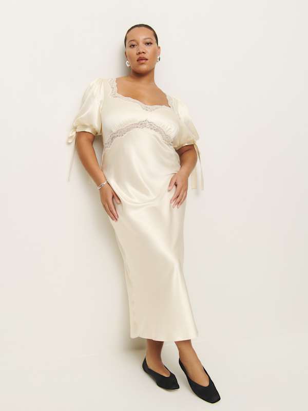 Robe en soie Stella grandes tailles - Ivoire