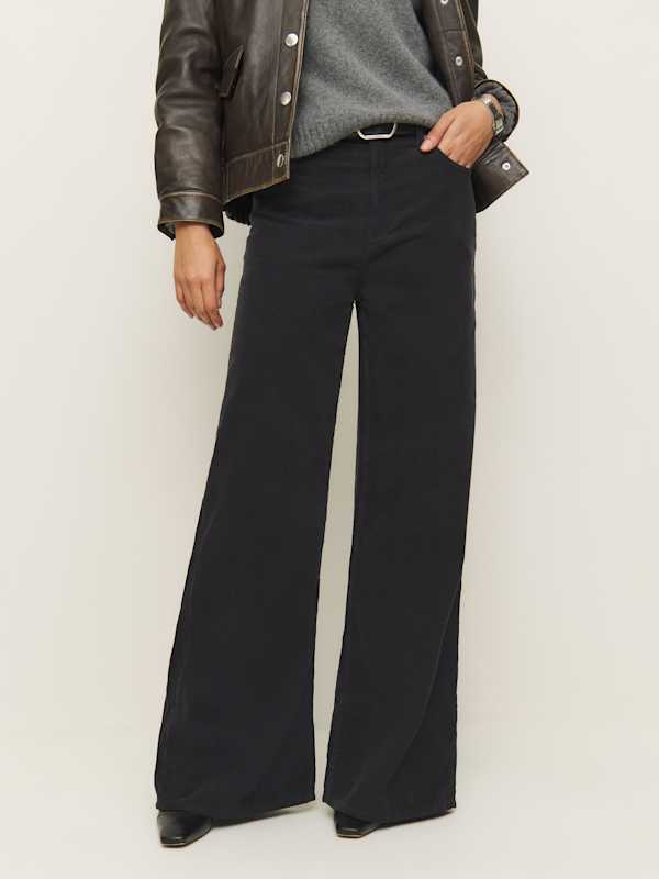 Eden Wide Leg Corduroy Pants - Black