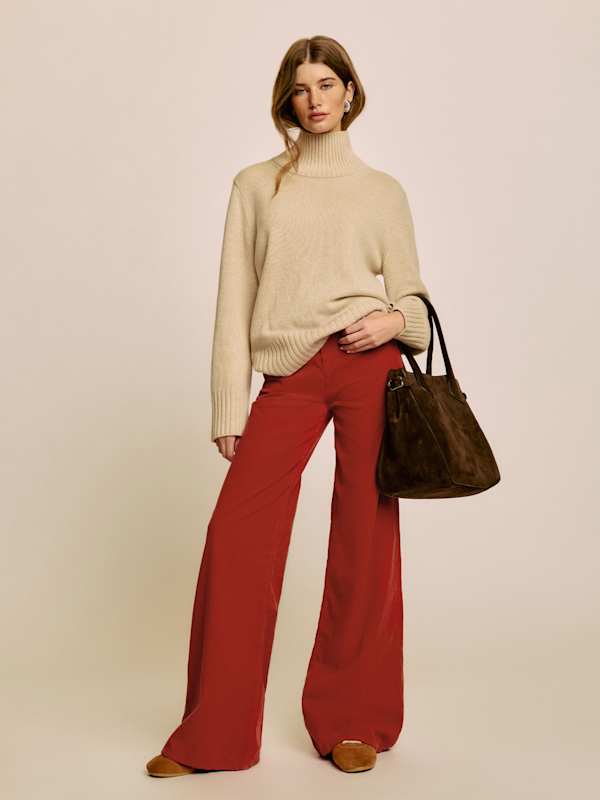 Eden Wide Leg Corduroy Pants - Sundried Tomato