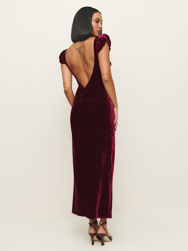 Rhia Velvet Dress - Chianti