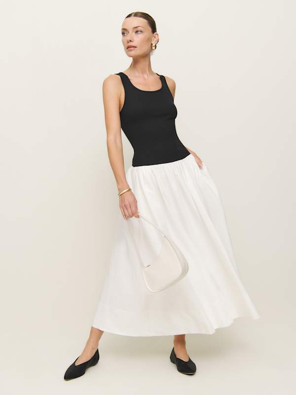 Verdona Dress - Black With White